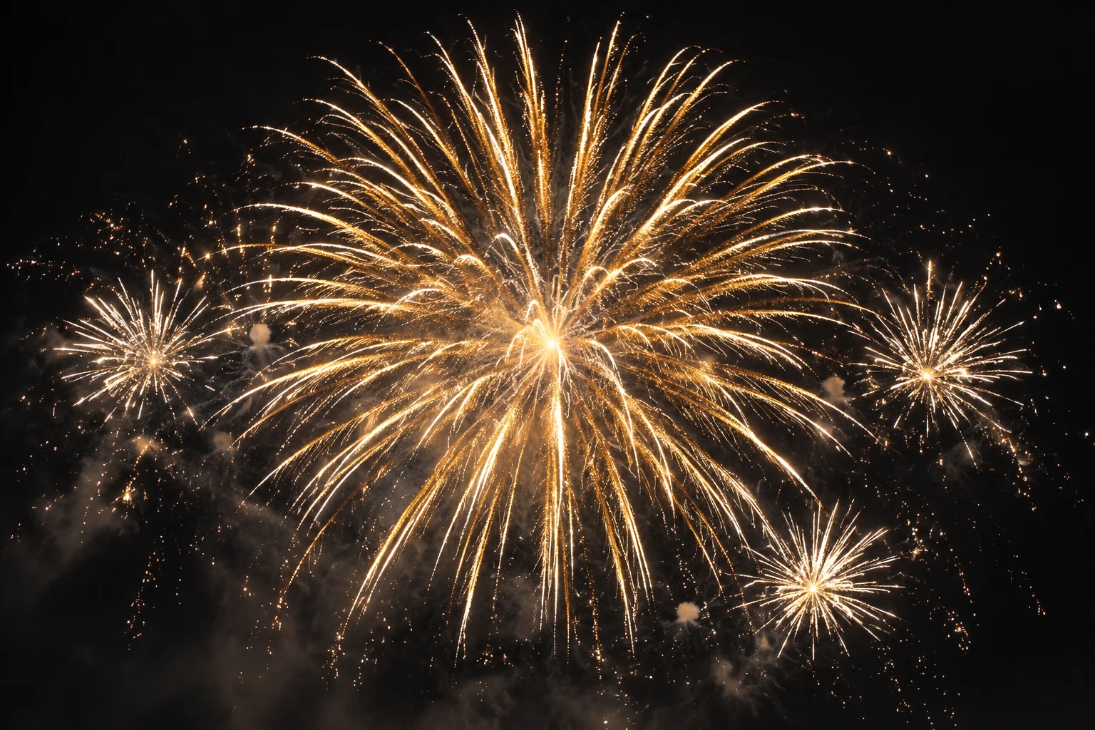 Goldenes Feuerwerk am Nachthimmel – KI-gestaltetes Silvestermotiv